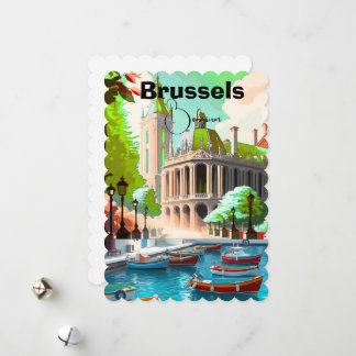 Cartão De Festividades Brussels Travel Art postcard, Belgium Travel Art, 