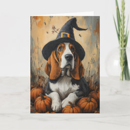 Cartão De Festividades Bruxa Basset Halloween