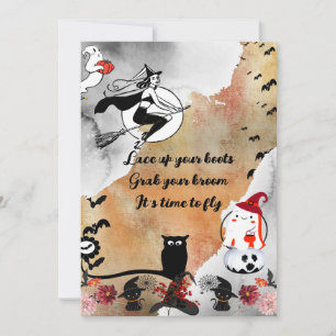 Cartão De Festividades Bruxa Cheia de Lua Negra Gatos Negra Malucos Dia d