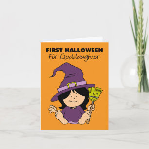 Cartão De Festividades Bruxa de Cartoon da Filha de Deusa do Primeiro Hal