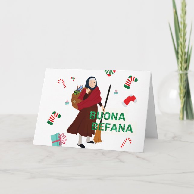 Cartão De Festividades bruxa de natal buona Befana (Frente)