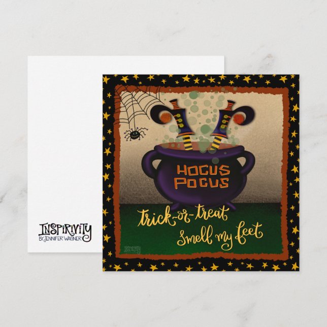 Cartão De Festividades Bruxa Engraçada Cheira-me a Inspirivência do Dia d (Frente/Verso)