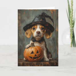 Cartão De Festividades Bruxa Filhote Beagle Halloween