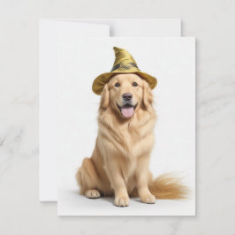 Cartão De Festividades Bruxa Fofa do Retriever Dourado