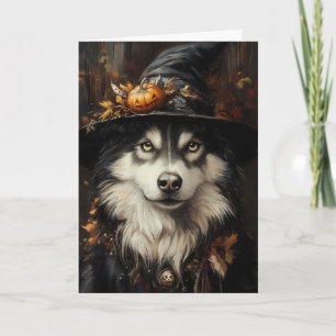 Cartão De Festividades Bruxa Husky Halloween