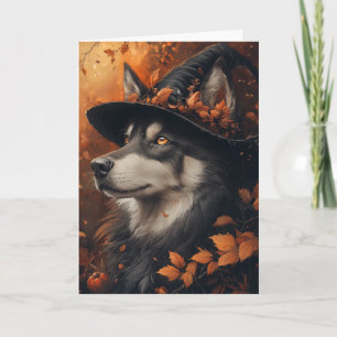 Cartão De Festividades Bruxa Husky Halloween