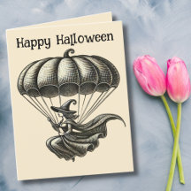 Bruxa Vintage Voando Abóbora Parachute Halloween