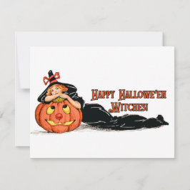 Cartão De Festividades Bruxas Feliz Halloween - Bruxa Vintage