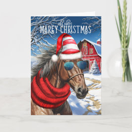 Cartão De Festividades Buckskin Quarter Horse Engraçado MAREy Natal