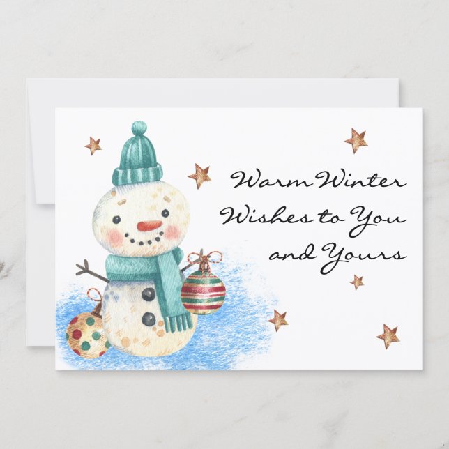 Cartão De Festividades Budget Buy || Custom Winter Wishes Merry Christmas (Frente)