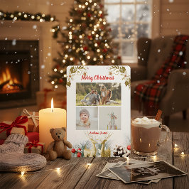 Cartão De Festividades Budget Elegant Christmas 3 Photo Holiday Card 2025