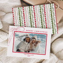 Cartão De Festividades Budget Whimsical Red Bow Christmas Photo