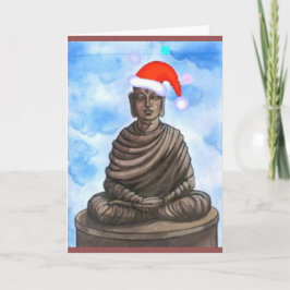 Cartão De Festividades Budismo - Buda - Feliz Chapéu de Natal