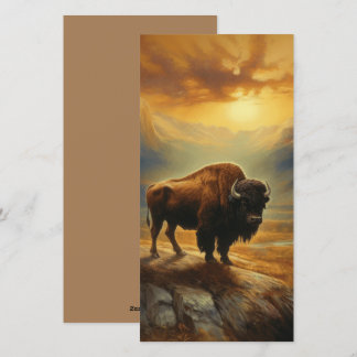 Cartão De Festividades Buffalo Bison Sunset Silhouette