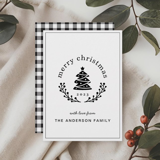 Cartão De Festividades Buffalo Cheque Árvore de Natal Globo de Feliz Nata (Criador carregado)