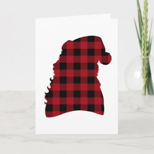 Cartão De Festividades Buffalo Plaid Santa Silhouette Christmas Card