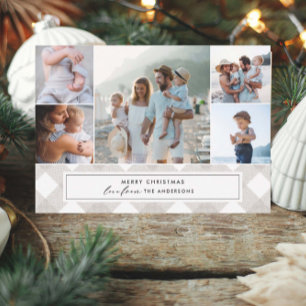 Cartão De Festividades Buffalo tartan natural moderno 5 fotos Natal