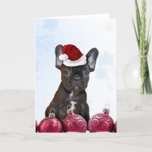 Cartão De Festividades Buldogue Francês de Natal