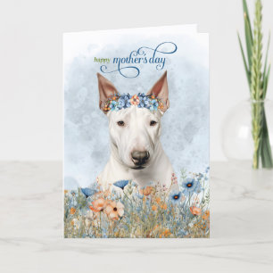 Cartão De Festividades Bull Terrier Cão Flores Silvestres Dia das Mães