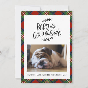 Cartão De Festividades BULLDOG   Bebê, COVID Fora do Natal Fofo