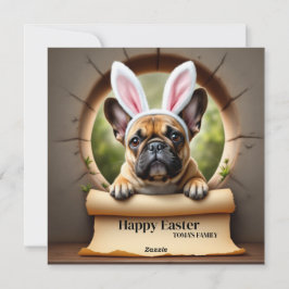 Cartão De Festividades Bulldog Francês - com Nome da Família