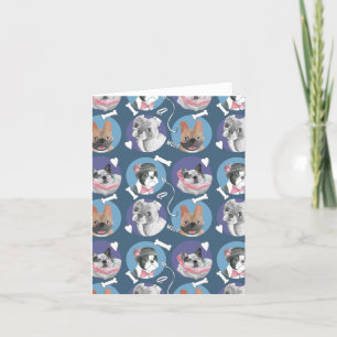 Cartão De Festividades Bulldog Francês e Boxer