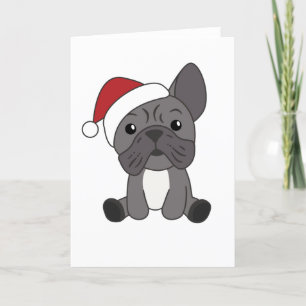 Cartão De Festividades Bulldog Francês Natal Neve Inverno Animais