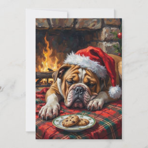 Cartão De Festividades Bulldog Sonolento Dormindo Rápido Chapéu de Papai