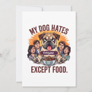 Cartão De Festividades Bulldog Todos Exceto Comida Cartoon Engraçado