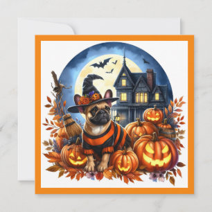Cartão De Festividades Bulldogs Franceses de Halloween