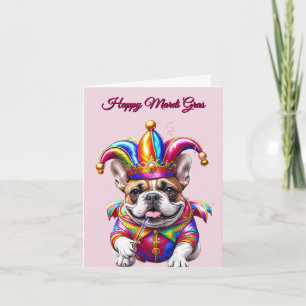 Cartão De Festividades Bulldogue Francês Mardi Gras French Bulldog