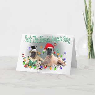 Cartão De Festividades Bullmastiff Bark The Herald Angels Sing Cards