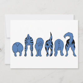 Cartão De Festividades Bumbuns de Cachorro Azul