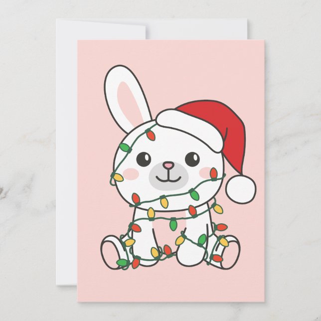 Cartão De Festividades Bunny Christmas Winter Animal Holiday Bunnies (Frente)