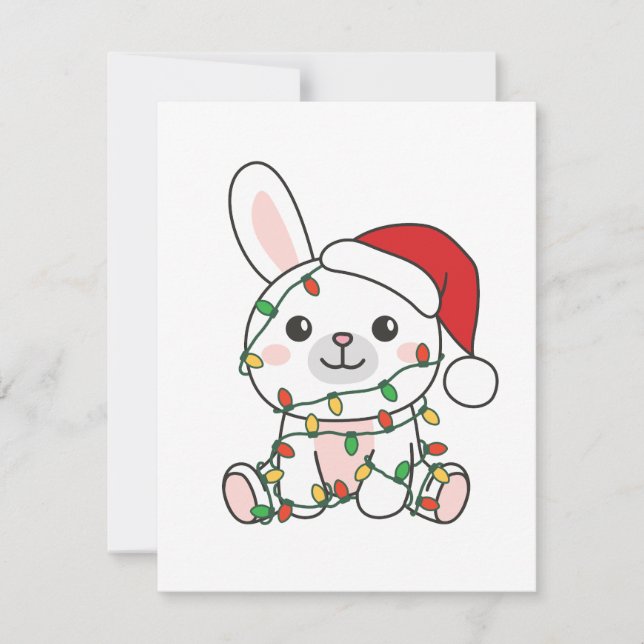 Cartão De Festividades Bunny Christmas Winter Animal Holiday Bunnies (Frente)