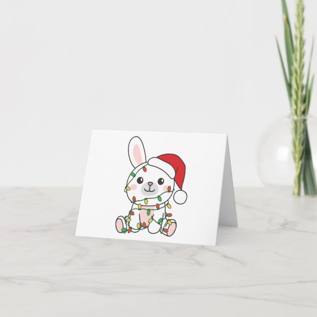 Cartão De Festividades Bunny Christmas Winter Animal Holiday Bunnies (Frente)