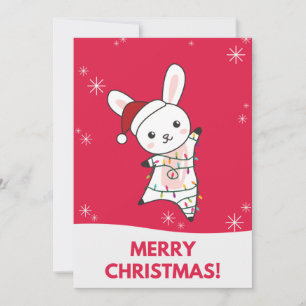 Cartão De Festividades Bunny Felry Natal Animais de inverno Coelhos Holod
