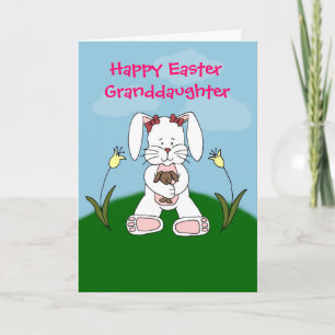 Cartão De Festividades bunny holding bunny in white easter card