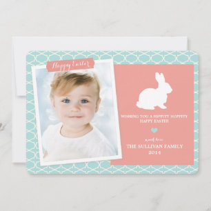 Cartão De Festividades Bunny on Morrocan Pattern Happy Easter Flat Card