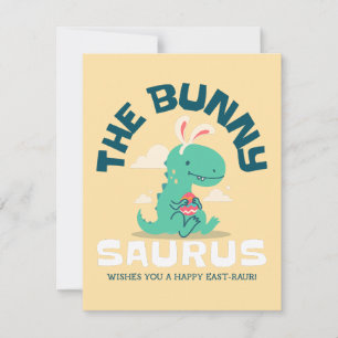 Cartão De Festividades Bunny Saurus Rugiu Alegria de Páscoa