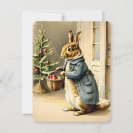 Cartão De Festividades bunny vintage de natal