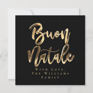 Cartão De Festividades Buon Natale Elegant Black Gold Script Italian