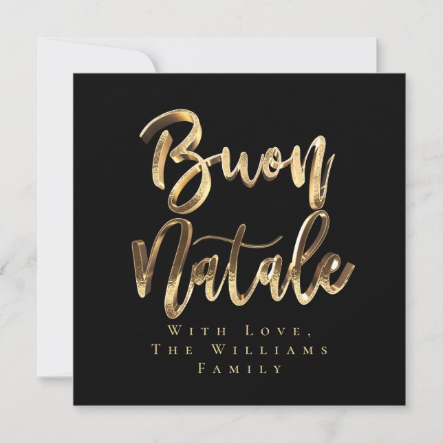 Cartão De Festividades Buon Natale Elegant Black Script Italiano (Frente)