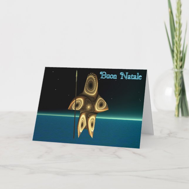 Cartão De Festividades Buon Natale - Fractal Inuit Hunter (Frente)