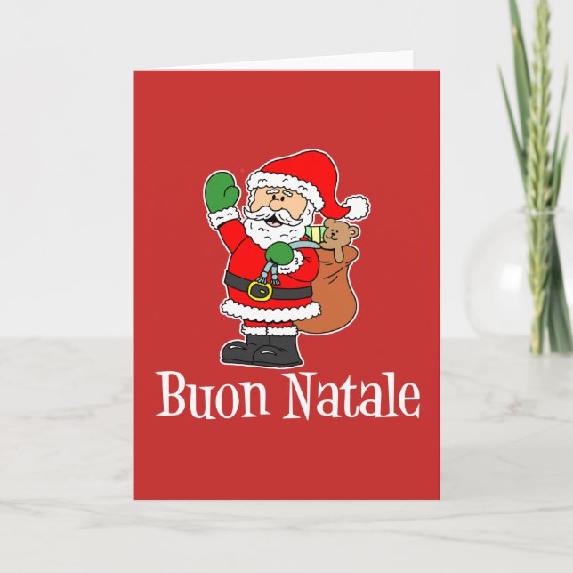 Cartão De Festividades Buon Natale Italiana Felry Papais noeis de Natal (Frente)