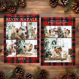 Cartão De Festividades Buon Natale Multi Photo Red Plaid Holiday Card
