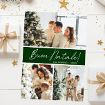 Cartão De Festividades Buon Natale Photo Collage<br><div class="desc">Este fabuloso cartão de 3 fotos feriadas com "Buon Natale!" em uma fonte moderna de script e seu nome de família e ano em uma fonte de boné tradicional nítida e clara, ambos em branco e verde escuro com uma correspondência de retorno é perfeito para enviar para sua família e...</div>