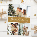 Cartão De Festividades Buon Natale Photo Collage<br><div class="desc">Este cartão fabuloso de 3 fotos, com "Buon Natale!" em uma fonte moderna e seu nome de família e ano em uma fonte de boné tradicional clara e nítida, em branco em ouro, com um retorno correspondente, é perfeito para enviar para sua família e amigos. Todos vão adorar ter novas...</div>