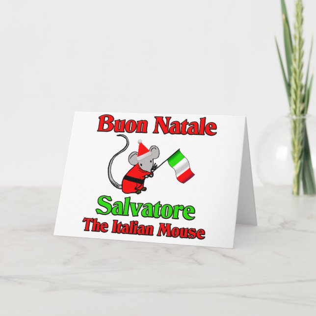 Cartão De Festividades Buon Natale Salvatore O Rato Italiano (Frente)