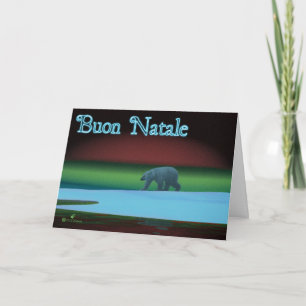 Cartão De Festividades Buon Natale - Urso Polar das Luzes
